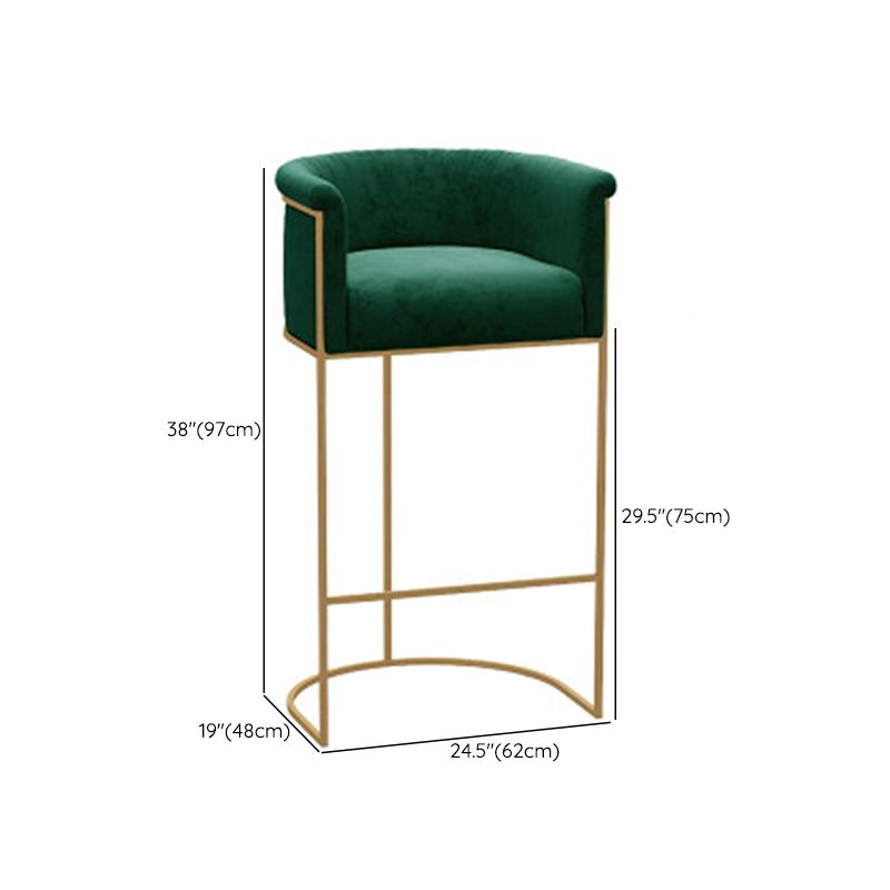 Glam Style Counter Stool Upholstered Bar Stool with Metal Base