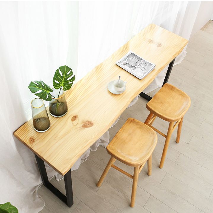 Modern Rectangle Bar Dining Table Wood Sled Bar Height Pub Table with Iron Base Clearhalo 'Bar Furniture' 'Bar Tables' 'bar_tables' 'furn' 'furn_bar_tables' 'Furniture' 'furniture_bar_tables' 'Kitchen & Dining Furniture' 1200x1200_9127a9bf-f826-4675-9bce-f64d742eef25