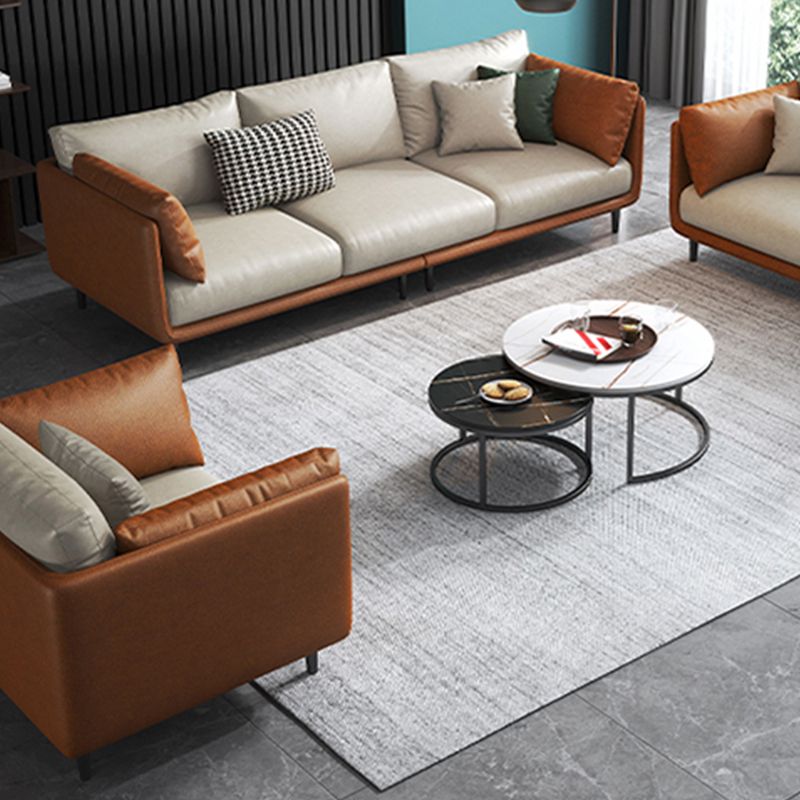 Modern Style Square Armrest Sponge Seat Filled with Wood Orange/grey/white/blue Sofa Clearhalo 'furn' 'furn_sofas' 'Furniture' 'furniture_sofas' 'kitchen' 'kitchen_sofas' 'Living Room Furniture' 'Sofa' 'sofas' 1200x1200_912935a6-fc2e-4055-ad3a-dbd72480b76c