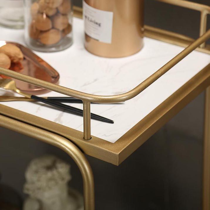 33.86" High Modern Style Rectangle Prep Table Rolling Metal Prep Table for Home