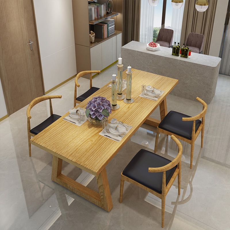 Modern Style Dining Table Rectangle Solid Wood Dining Table with Sled Base Clearhalo 'Dining Tables & Seating' 'Dining Tables' 'dining_table' 'furn' 'furn_dining_table' 'Furniture' 'furniture_dining_table' 'Kitchen & Dining Furniture' 'kitchen' 'kitchen_dining_table' 1200x1200_912d62f4-4b99-4c40-800e-d6387084d365