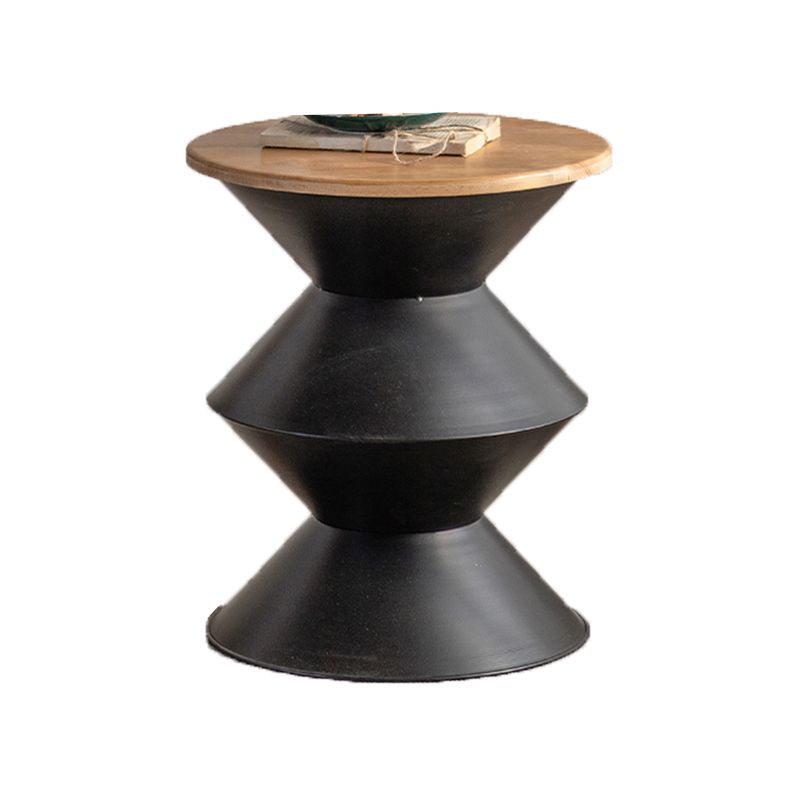 Round Solid Wood Top Coffee Table Iron Pedestal Cocktail Table Clearhalo 'Coffee & Accent Tables' 'Coffee Tables' 'coffee_tables' 'furn' 'furn_coffee_tables' 'Furniture' 'Living Room Furniture' 1200x1200_912f6de3-16a4-4c3c-b0e6-8e58c7487fe7