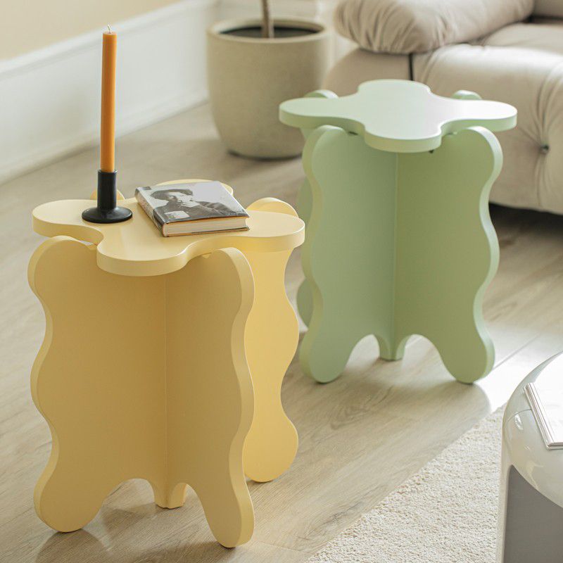 Scandinavian Wooden Coffee Table Free Form Pedestal Cocktail Table Set for Home