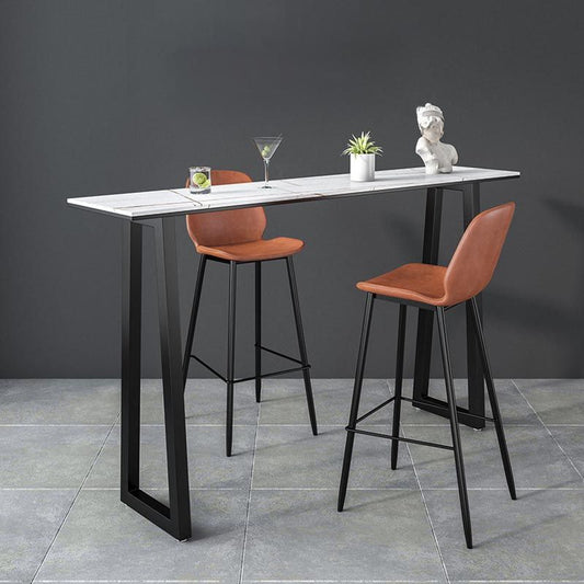 Black and Metal Base Table Rectangle Industrial Sintered Stone Bar Table Clearhalo 'Bar Furniture' 'Bar Tables' 'bar_tables' 'furn' 'furn_bar_tables' 'Furniture' 'Kitchen & Dining Furniture' 1200x1200_913553ba-876a-4506-90b3-c02a1be8614b