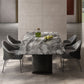 Simplicity Style Rectangle Marble Fixed Dinner Table with Double Pedestal
