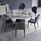 Foldable Round Sintered Stone Dining Table of 5/7 with Metal Base Nordic Dining Set for Restaurant Clearhalo 'Dining Room Sets' 'Dining Tables & Seating' 'dining_room_set' 'furn' 'furn_dining_room_set' 'Furniture' 'furniture_dining_room_set' 'Kitchen & Dining Furniture' 'kitchen&dining_furn' 'kitchen' 1200x1200_91385471-dfa4-44a3-a3d4-84eadded2f45
