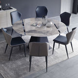 Foldable Round Sintered Stone Dining Table of 5/7 with Metal Base Nordic Dining Set for Restaurant Clearhalo 'Dining Room Sets' 'Dining Tables & Seating' 'dining_room_set' 'furn' 'furn_dining_room_set' 'Furniture' 'furniture_dining_room_set' 'Kitchen & Dining Furniture' 'kitchen&dining_furn' 'kitchen' 1200x1200_91385471-dfa4-44a3-a3d4-84eadded2f45