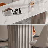 Escritorio de oficina de medio círculo de piedra Glam Stone 29.53 pulgadas de alto escritorio de escritura