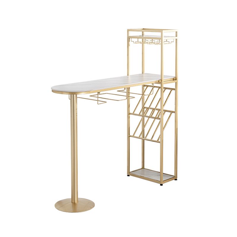 Glam Stone Juego de mesa de bar de 1/2/3 piezas, mesa de bar rectangular con patas de metal para cocina