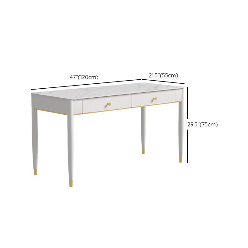 Descripción de escritura de piedra contemporánea Desk White Office White Office Base Base con cajón