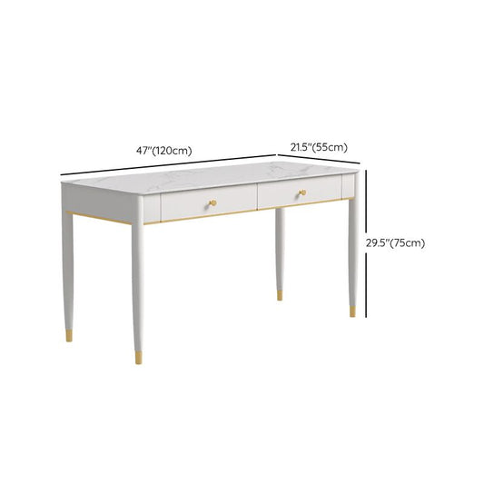 コンテンポラリーストーンライティングデスクパーソンズベースホワイトオフィスデスク付きのホワイトオフィスデスク