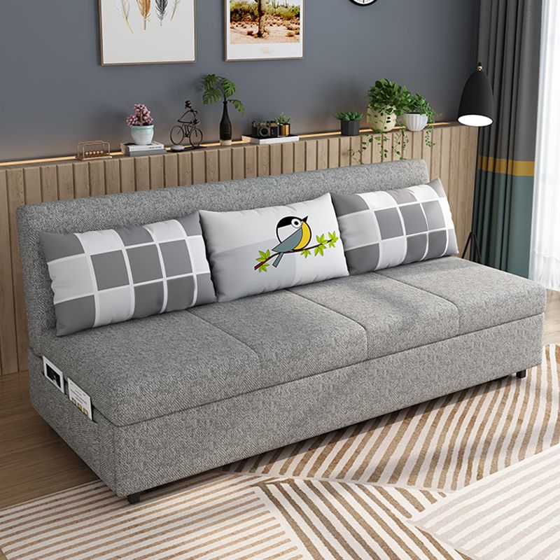 Contemporary Armless Cotton Blend Sofa Bed in Grey with Storage Clearhalo 'furn' 'furn_sofas' 'Furniture' 'furniture_sofas' 'Living Room Furniture' 'Sofa' 'sofas' 1200x1200_913e6113-537a-4393-b5c4-45e50826f1cb