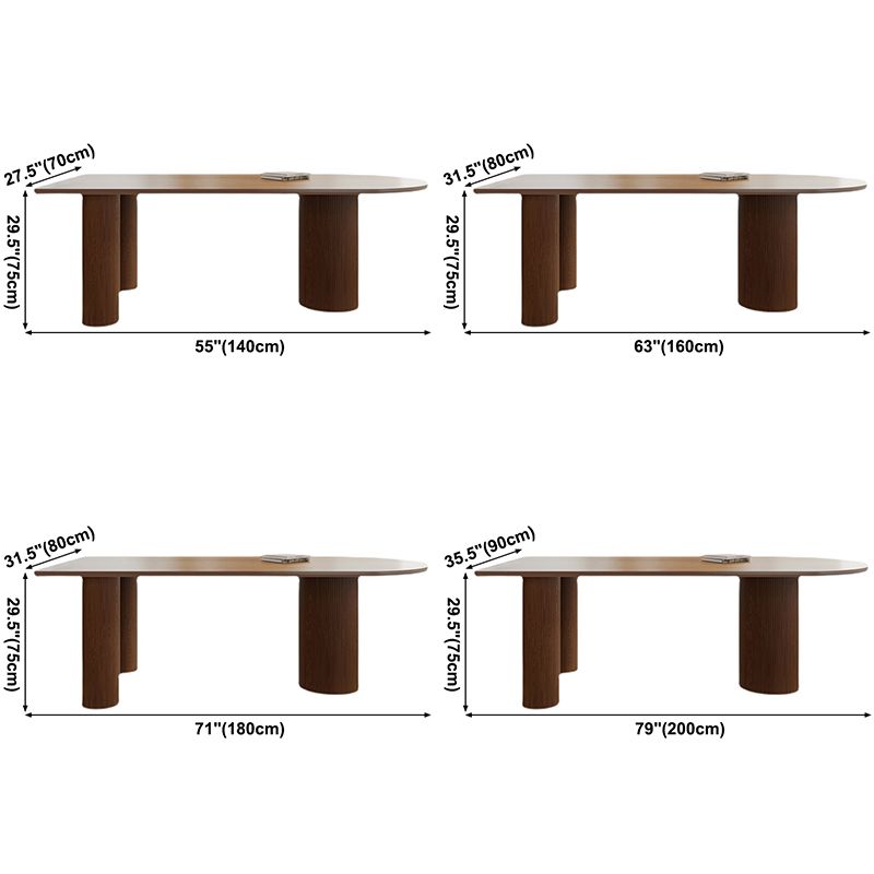 Free Form Pinewood Brown Tone Dining Table Simplicity 3 Legs Table for Dining Room Clearhalo ' dining_table' 'Dining Tables & Seating' 'Dining Tables' 'furn' 'furn_dining_table' 'Furniture' 'furniture_dining_table' 'Kitchen & Dining Furniture' 'kitchen&dining_furn' 'kitchen' 'kitchen_dining_table' 1200x1200_913f0012-3b5c-40c9-84a2-eaf5af409536