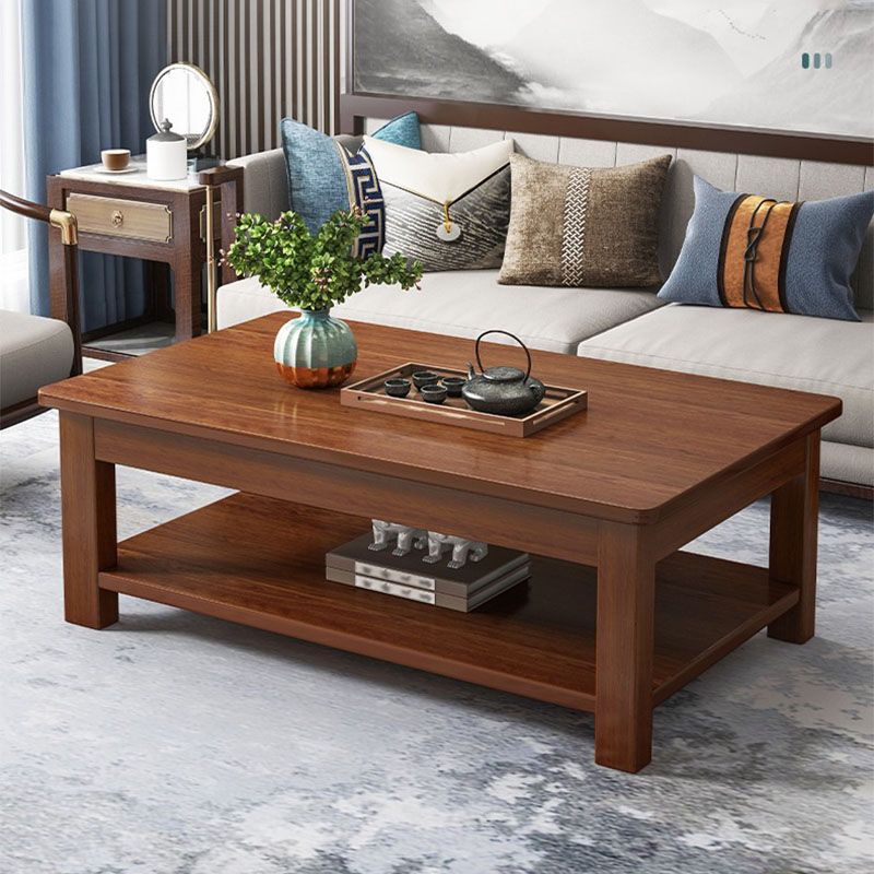 Modern Style Solid Wood Top Walnut/wood Color Rectangular Coffee Table