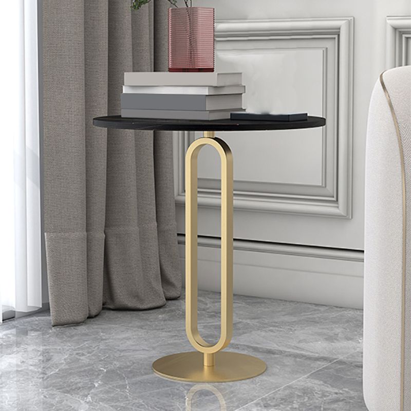 Pizarra de pedestal de mesa de café de piedra redonda con pierna de metal moderna