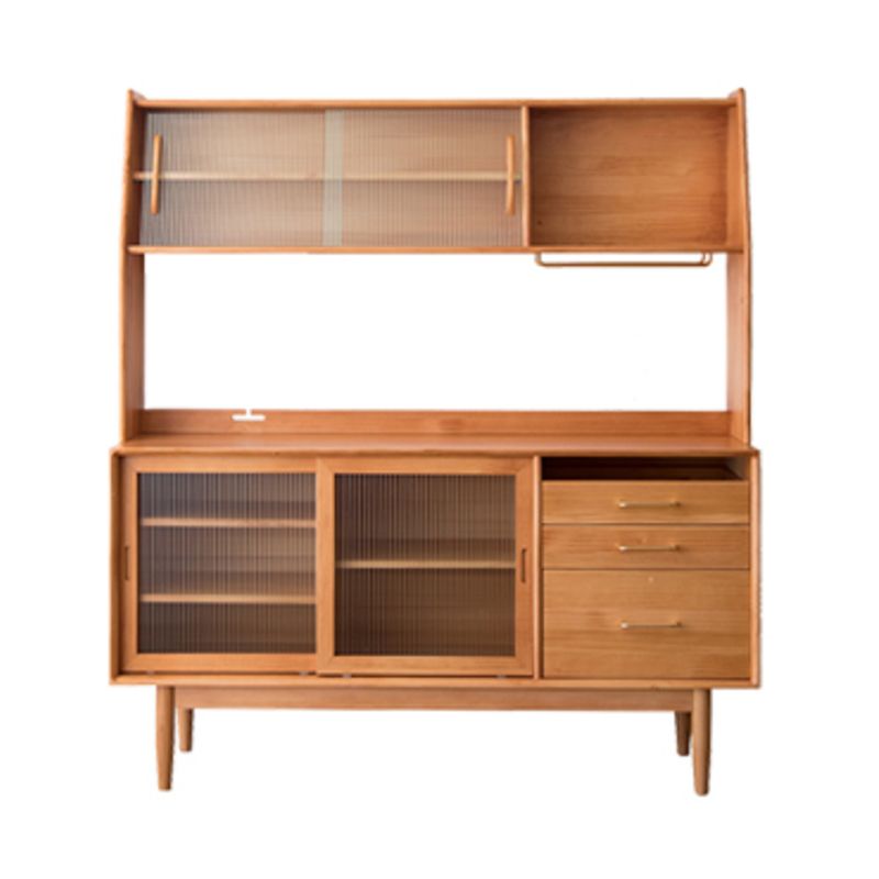 Contemporary Glass Doors Dining Hutch Pine Storage Cabinet for Living Room Clearhalo 'Display & China Cabinets' 'display_china_cabinets' 'furn' 'furn_display_china_cabinets' 'Furniture' 'Kitchen & Dining Furniture' 1200x1200_9143b278-5278-474f-9db3-779d2af4d786