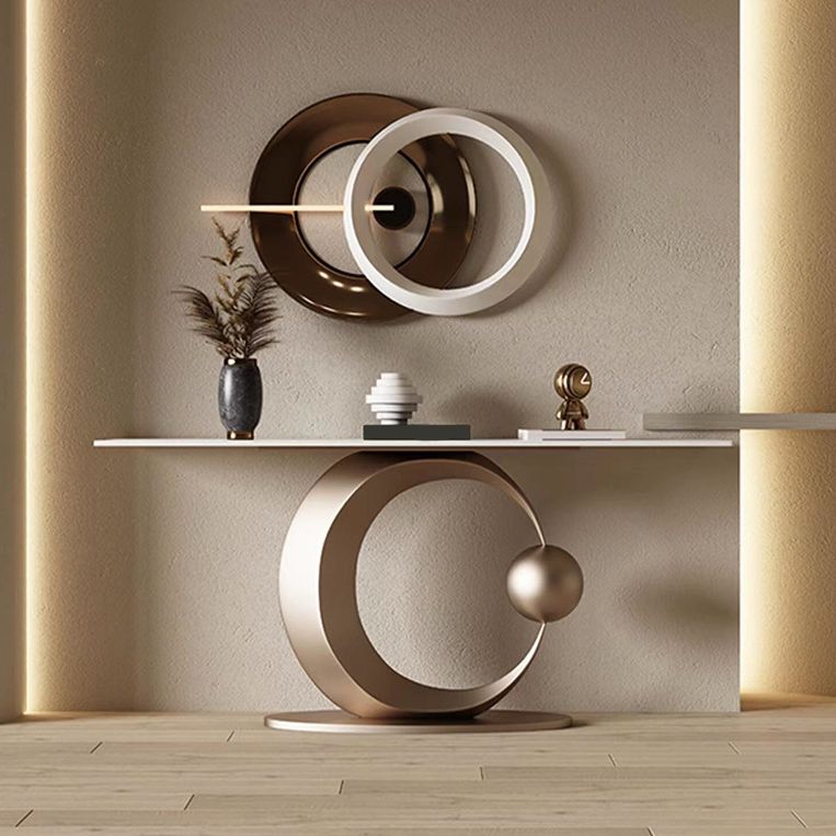 Glam Rectangle Accent Table Stone Console Sofa Table for Hall Clearhalo 'Console Tables' 'console_tables' 'Entry & Mudroom Furniture' 'furn' 'furn_console_tables' 'Furniture' 1200x1200_91452183-230b-42eb-91e9-51ba437bd7d3