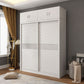 Weißer Schiebetschrankschrank mit Regalen Holzgarderobe Armoire