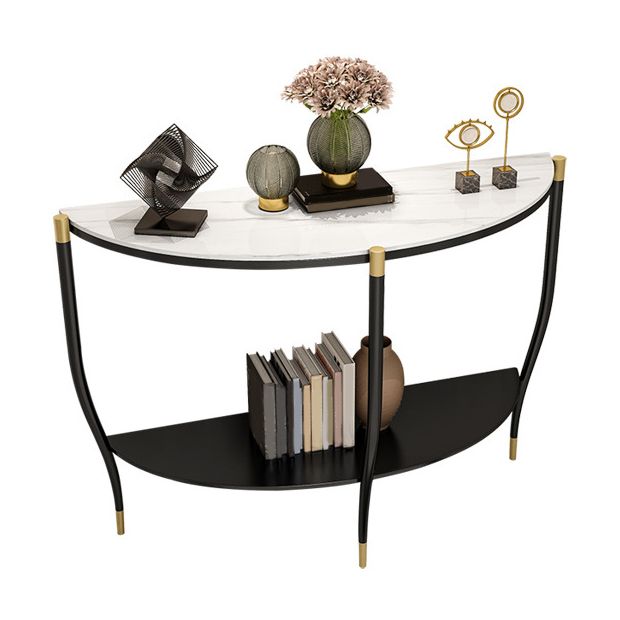 Console a mezza luna di pietra Tabella 33,46 "gambe alte includevano il tavolo dell'accento