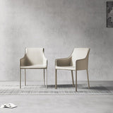 Minimalist Style Leather Dining Chair Arm Solid Back Dining Side Chair