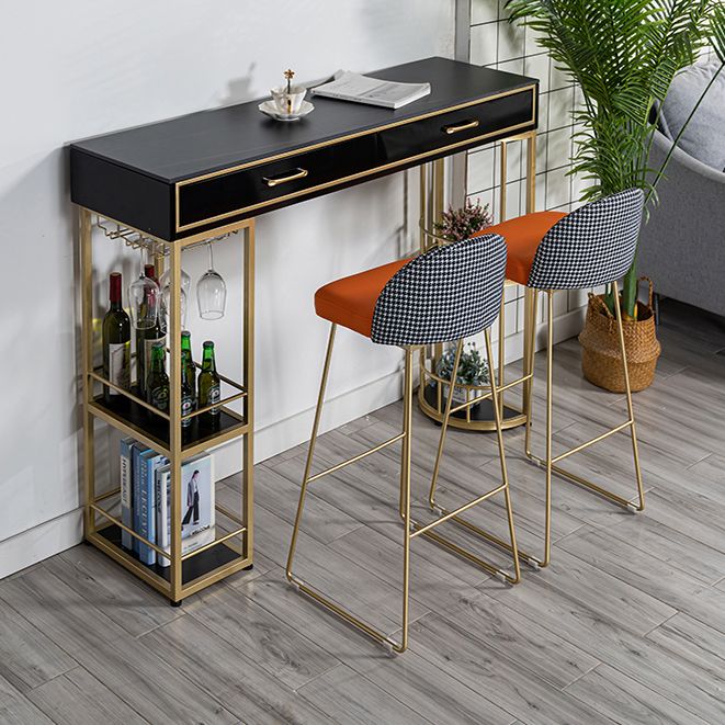 Marble Bar Table with Rectangle Table Top Double Pedestal Table - 41.3" H Clearhalo 'Bar Furniture' 'Bar Tables' 'bar_tables' 'furn' 'furn_bar_tables' 'Furniture' 'furniture_bar_tables' 'Kitchen & Dining Furniture' 1200x1200_9148749a-737d-4ef2-981f-3b953217ba7a