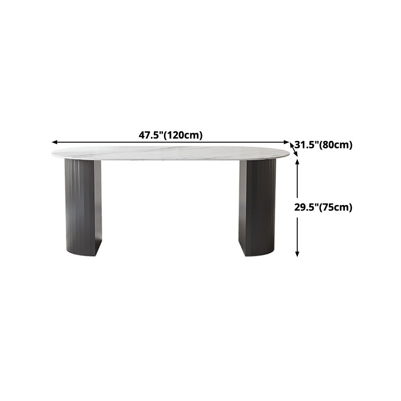 Modern Oval Dining Table White Sintered Stone Dining Table with Double Pedestal Base for Home Clearhalo ' dining_table' 'Dining Tables & Seating' 'Dining Tables' 'furn' 'furn_dining_table' 'Furniture' 'furniture_dining_table' 'Kitchen & Dining Furniture' 'kitchen&dining_furn' 'kitchen' 'kitchen_dining_table' 1200x1200_91491a59-c0f7-4685-8d25-f2d6e64b0967