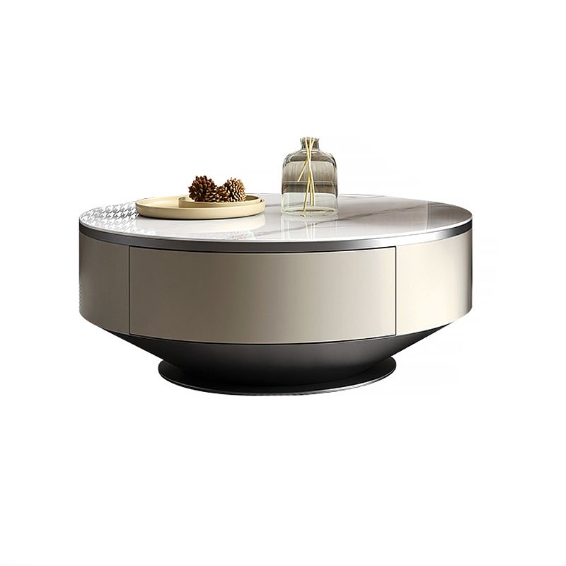 Hedendaagse witte salontafel met opberg metalen cocktailtafel