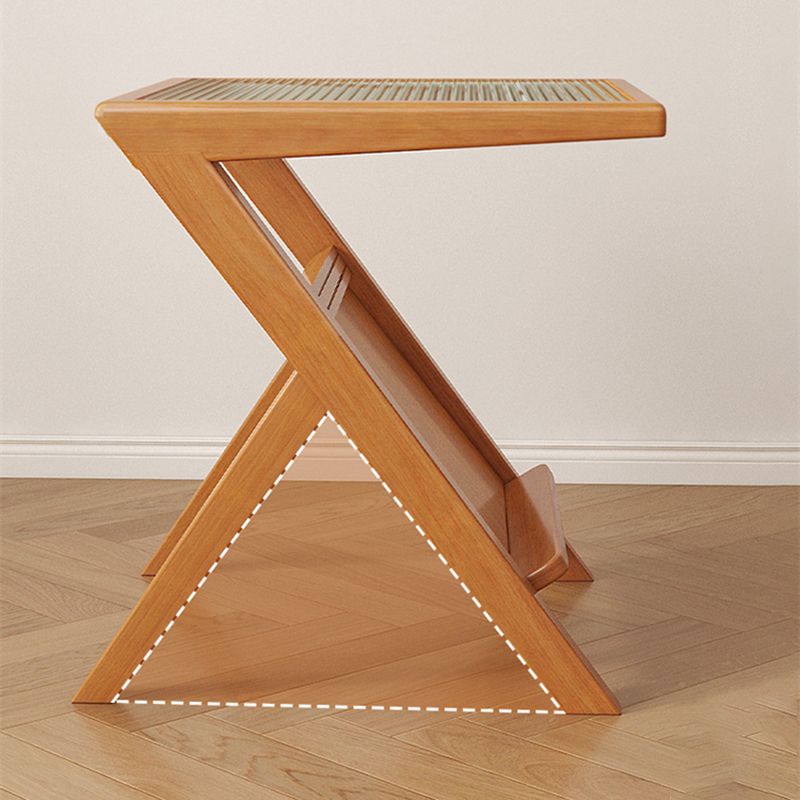 Mesa de deslizamiento de la base de la base de la madera maciza modernista Mesa de vidrio geométrico Topil final