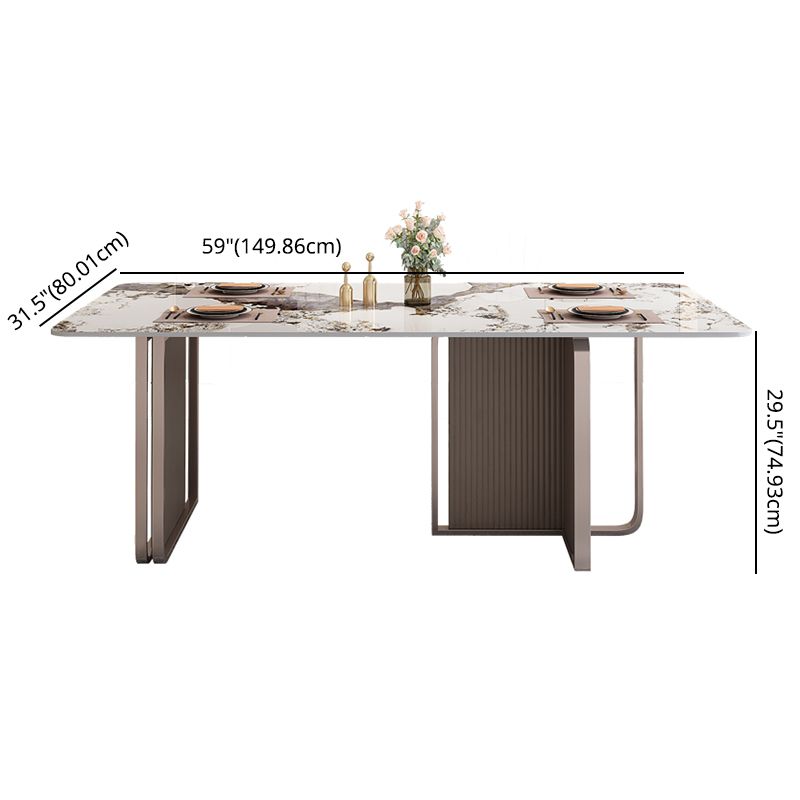 Fixed Minimalist Sintered Stone Top Kitchen Table Set of Brown Tone for Dining Room Clearhalo 'Dining Room Sets' 'Dining Tables & Seating' 'dining_room_set' 'furn' 'furn_dining_room_set' 'Furniture' 'furniture_dining_room_set' 'Kitchen & Dining Furniture' 'kitchen&dining_furn' 'kitchen' 1200x1200_914caa47-7b51-495d-95bf-940083481886