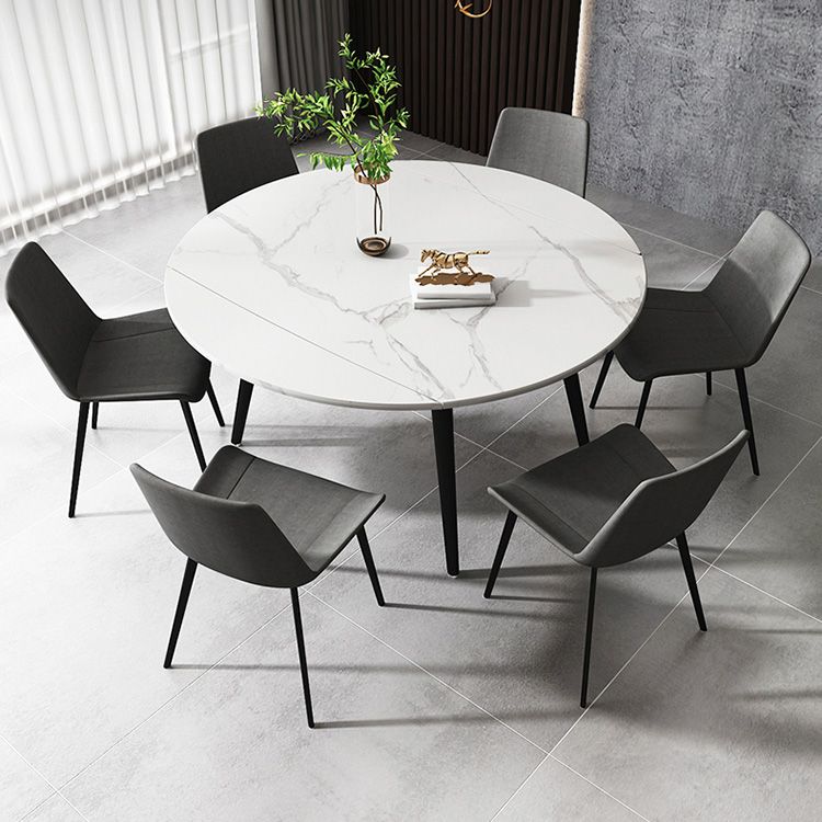 Mesa redonda de comedor de 4 pies, mesa abatible de piedra de estilo sencillo para el hogar