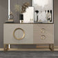 Sideboard in metallo a buffet in pietra in stile glam con 3 disegni