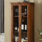 Modern Rubberwood Display Stand Glass Doors Hutch Buffet for Living Room