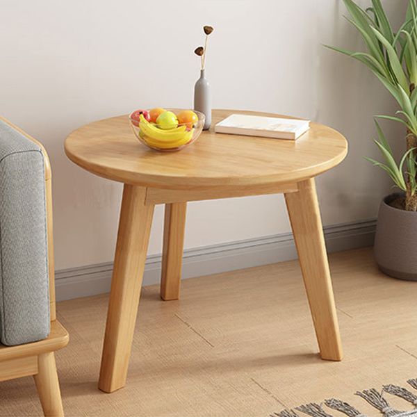 Round Solid Wood Coffee Table Nordic 3 Legs Cocktail Table Set