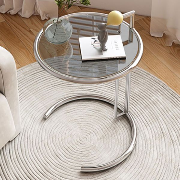 Modern Glass Top Abstract Round Living Room Accent Side Table Clearhalo 'Coffee & Accent Tables' 'End & Side Tables' 'end_side_tables' 'furn' 'furn_end_side_tables' 'Furniture' 'Living Room Furniture' 1200x1200_91550acd-c9d9-43d7-983b-fe44162a4789