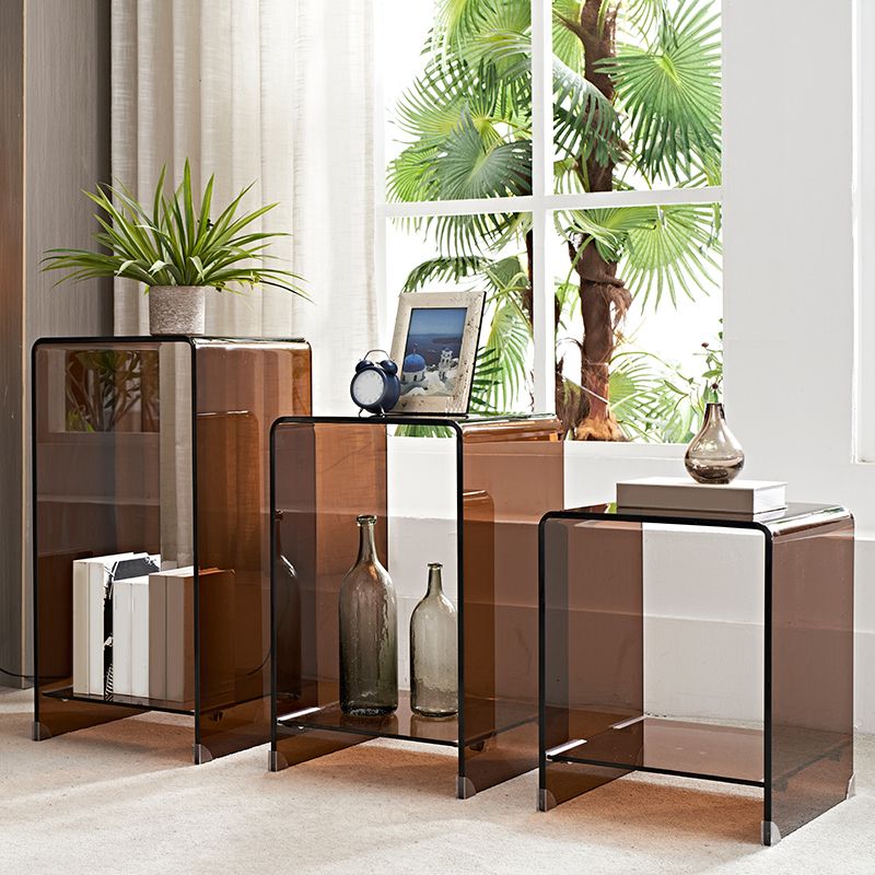 Mesa de esquina de vidrio moderna mesa de extremo redonda para sala de estar para sala de estar