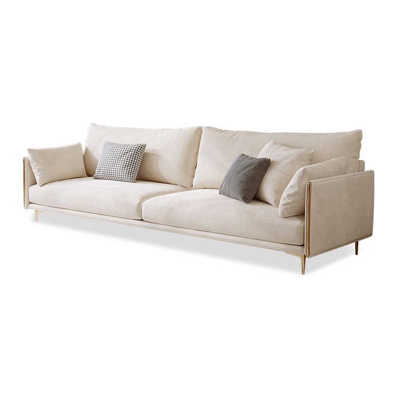 Contemporary Square Arm Settee Couch with Pillows in Beige for 1/2/3/4people Clearhalo 'furn' 'furn_sofas' 'Furniture' 'Living Room Furniture' 'Sofa' 'sofas' 1200x1200_9157a0d7-db3b-410d-aef8-42fcb826e732