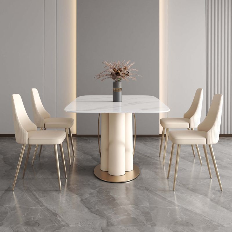 Luxury Sintered Stone Top Dining Set Rectangle 1/4/5/7 Pieces Dinette Table Set Clearhalo 'Dining Room Sets' 'Dining Tables & Seating' 'dining_room_set' 'furn' 'furn_dining_room_set' 'Furniture' 'Kitchen & Dining Furniture' 1200x1200_9157d864-be9b-45fb-97ee-5408cbc4ebe8