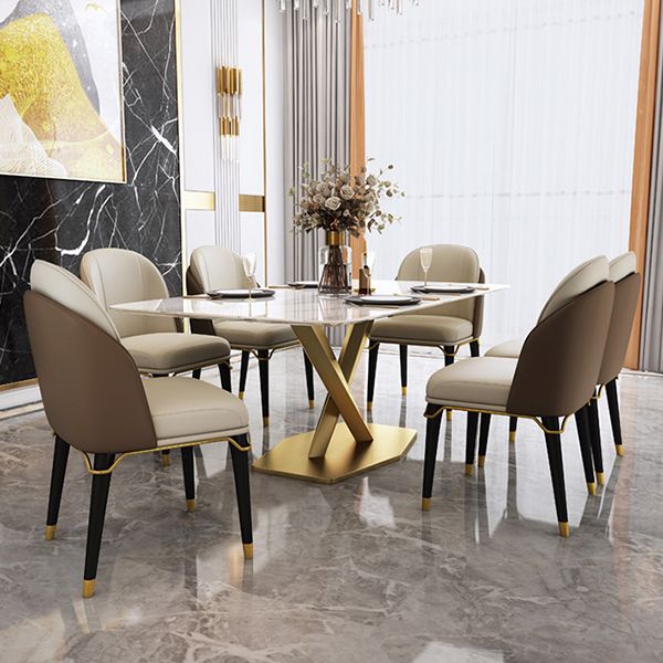 Set da pranzo in pietra sinterizzato in stile glam rettangolo 1/4/5/6/7 pezzi set da pranzo