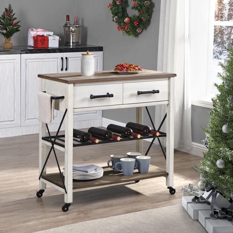 Modern Rolling Kitchen Cart Wood Rectangular Kitchen Island Cart with Open Storage Clearhalo 'furn' 'furn_kitchen_islands_carts' 'Furniture' 'Kitchen & Dining Furniture' 'Kitchen Islands & Carts' 'kitchen_islands_carts' 1200x1200_915a6e40-d6bd-44bf-8049-eb78424abac7