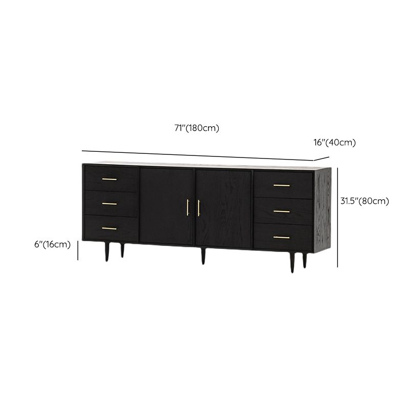 Tavolo da buffet Glam in legno massello nero Tavolo da buffet Glam con 6 cassetti e 2 ante