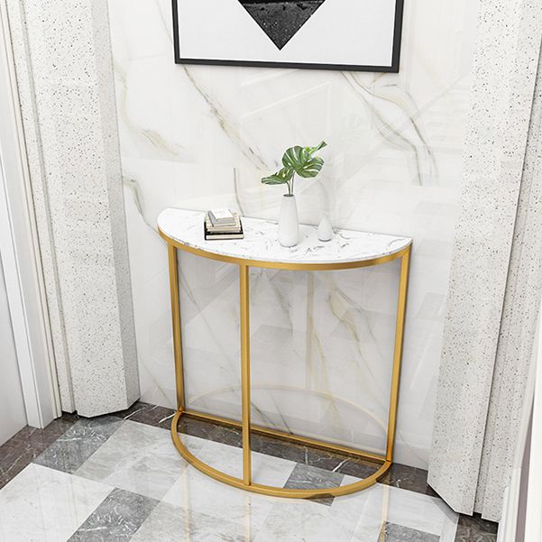 Glam Half Moon Console Accent Table Antieke afwerking Bafe -consoletafel