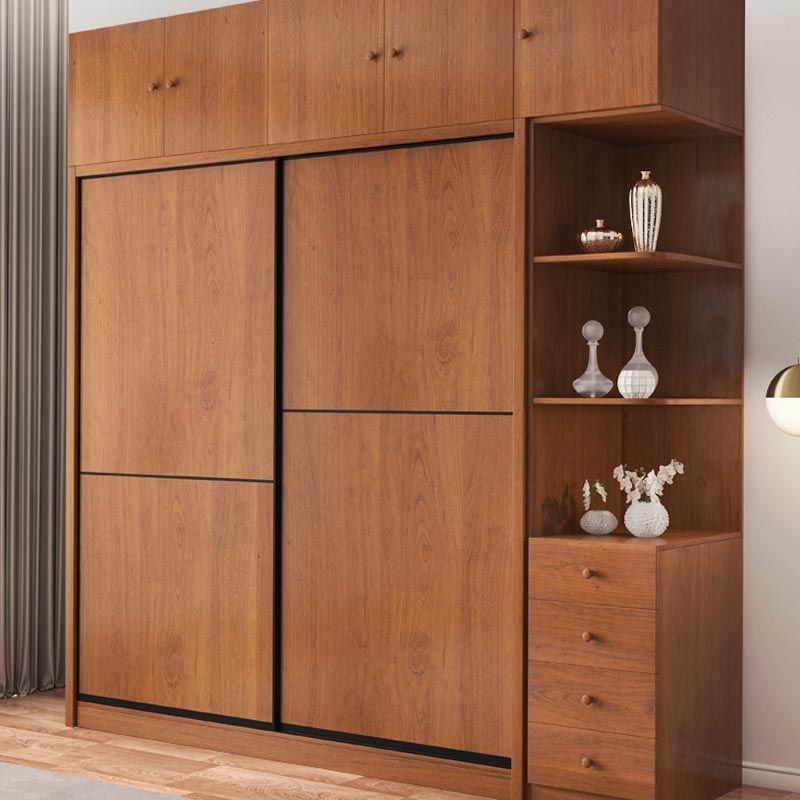 Brown Manufactured Wood Wardrobe Traditional Cabinet with Sliding Doors Clearhalo 'Armoires & Wardrobes' 'armoires_wardrobes' 'Bedroom Furniture' 'furn' 'furn_armoires_wardrobes' 'Furniture' 1200x1200_915e174e-0bcf-4929-b021-e8ddaac89d9b
