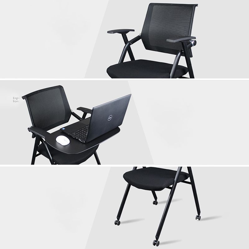 Black Metal Frame Modern Task Chair with Arms Conference Chair with Mid Back Clearhalo 'furn' 'furn_office_chair' 'Furniture' 'furniture_office_chair' 'Office Chairs' 'Office Furniture' 'office_chair' 1200x1200_915fdb55-bfa3-4672-92ee-e7a033e927f2
