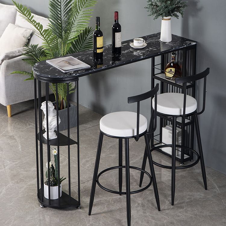 Marble Bistro Bar Desk with Specialty Table Top Double Pedestal Table - 41.3" H Clearhalo 'Bar Furniture' 'Bar Tables' 'bar_tables' 'furn' 'furn_bar_tables' 'Furniture' 'furniture_bar_tables' 'Kitchen & Dining Furniture' 1200x1200_9160d019-abcd-46cb-963e-1934bf37a24e