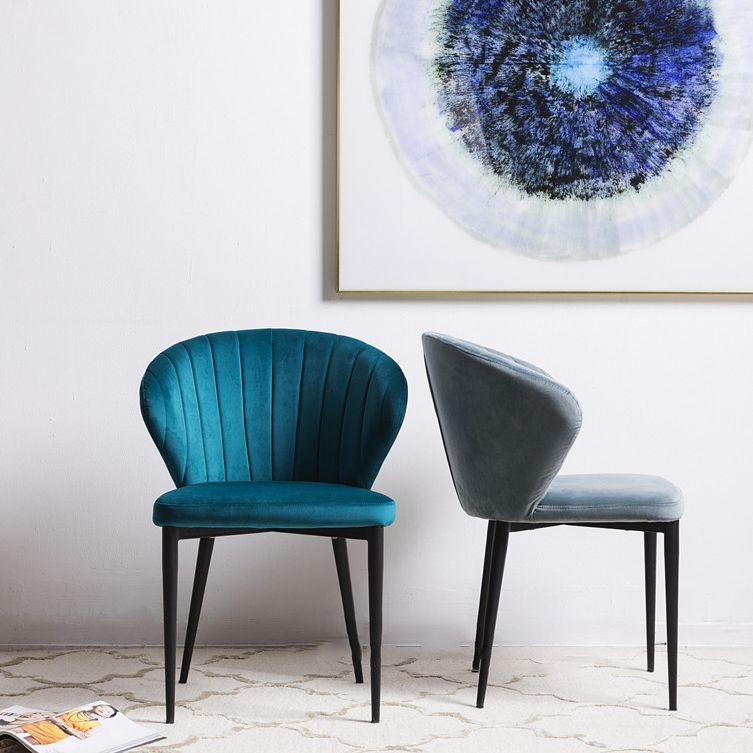 Eigentijdse zijstoel metalen wingback eetkamerstoel voor binnen