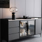 Moderno server da pranzo in legno di vetro con mobile sideboard in legno con 3 cassetti