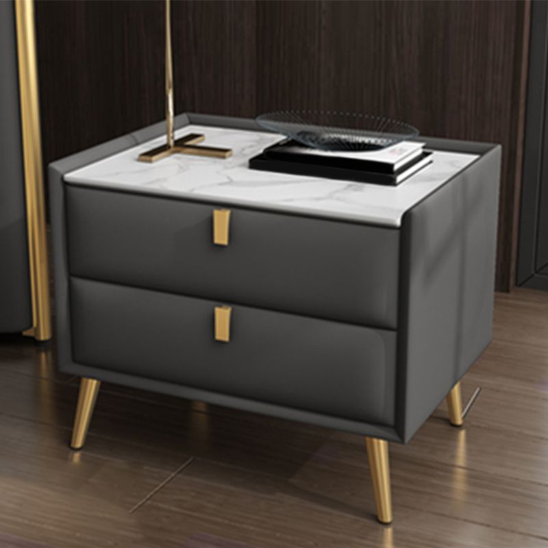 Solid Wood Bedside Table, Modern 2 - Drawer Stone Top Nightstand Clearhalo 'Bedroom Furniture' 'furn' 'furn_night_stand' 'Furniture' 'night_stand' 'Nightstands' 1200x1200_91655614-0731-49ea-9afa-3c95271bb1b8