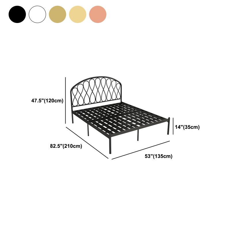 Open-Frame Bed,47.24" H Arched Headboard Slat Bed with Metal Legs Clearhalo 'Bedroom Furniture' 'Beds' 'furn' 'furn_beds' 'Furniture' 1200x1200_91671f60-69e5-4cb0-838b-01fe873802e2