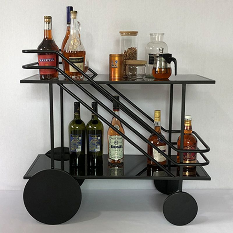 Table de préparation moderne en verre roulant ouvrir un chariot de cuisine rectangulaire