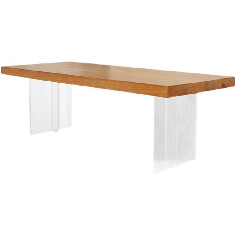 Rectangle Solid Wood Coffee Table with Acrylic Base Scandinavian Cocktail Table Clearhalo 'Coffee & Accent Tables' 'Coffee Tables' 'coffee_tables' 'furn' 'furn_coffee_tables' 'Furniture' 'Living Room Furniture' 1200x1200_9167be61-763e-4884-9a7e-cc9f7856dfa5